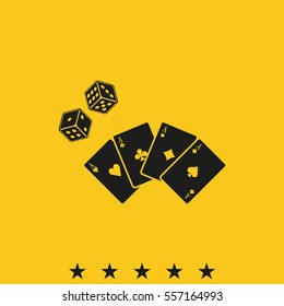 Playing cards with dice icon.
