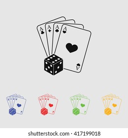 playing cards with dice vector icon