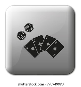Playing cards with dices flat vector icon.