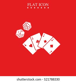 Playing cards with dices icon.
