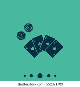 Playing cards with dices icon.