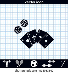 Playing cards with dices icon.