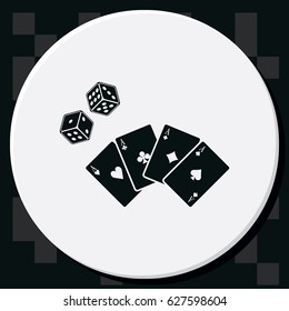 Playing cards with dices icon.