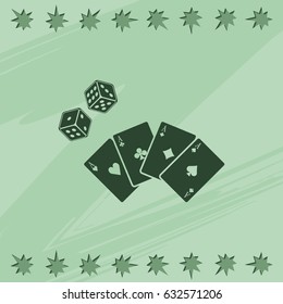 Playing cards with dices icon.