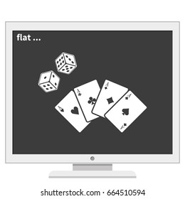 Playing cards with dices icon.