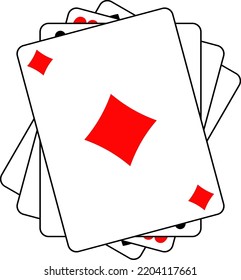 Playing cards. Cards of different suits: diamonds, spades, hearts, clubs. Vector illustration of poker cards.