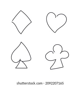 Playing cards drawing outline vector illustration  