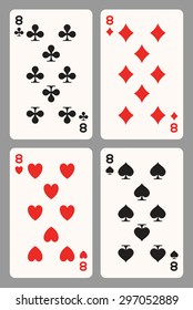 Playing cards eight. Vector illustration