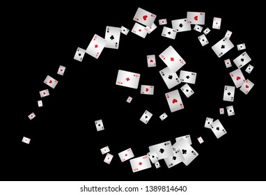 Playing Cards Falling on Black Background. Vector illustration