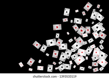 Playing Cards Falling on Black Background. Vector illustration.