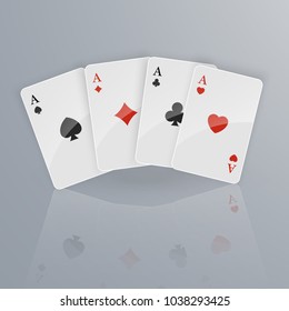 Playing cards falling on light background. isometric and 3D. Vector illustration.