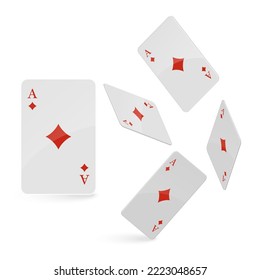 Playing cards falling on light background. isometric and 3D. Vector illustration.