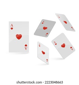 Playing cards falling on light background. isometric and 3D. Vector illustration.