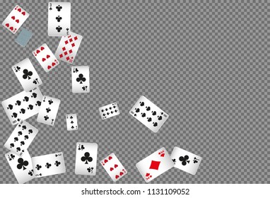 Playing cards falling on transparent background. Vector illustration