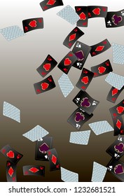 Playing cards falling on transparent background. Vector illustration