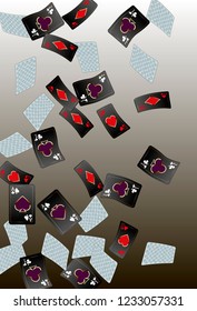 Playing cards falling on transparent background. Vector illustration