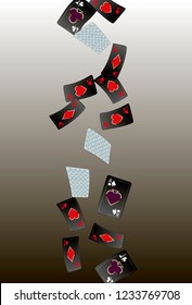 Playing cards falling on transparent background. Vector illustration