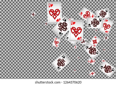 Playing cards falling on transparent background. Vector illustration