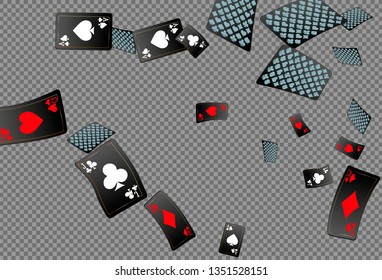 Playing cards falling on transparent background. Vector illustration