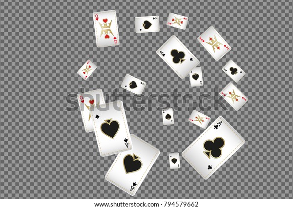 Playing Cards Falling On Transparent Background Stock Vector (Royalty ...