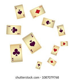 Playing Cards Falling on White Background. Vector illustration