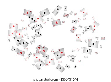 Playing Cards Falling on White Background. Vector illustration
