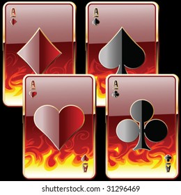 playing cards in fire