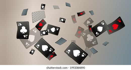 Spielkarten und Feuer. Das Konzept des Gewinns oder Glücksspiels. Poker- und Kartenspiele. Vektorgrafik 3D 