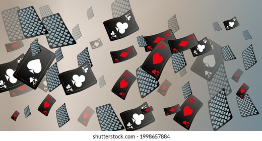 Spielkarten und Feuer. Das Konzept des Gewinns oder Glücksspiels. Poker- und Kartenspiele. Vektorgrafik 3D 