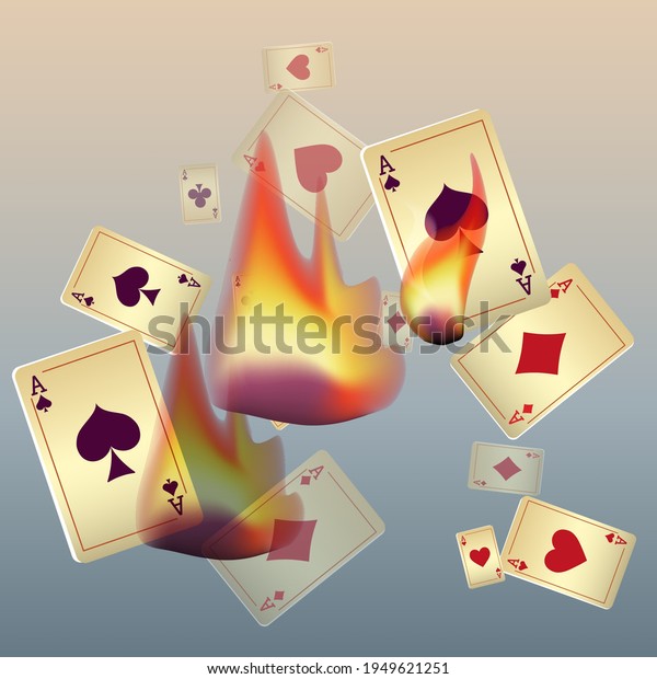 Playing Cards Fire Concept Winning Gambling Stock Vector (Royalty Free ...