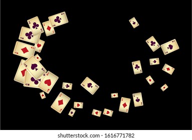 Playing Cards and Fire on black background. Vector illustration in vintage style.