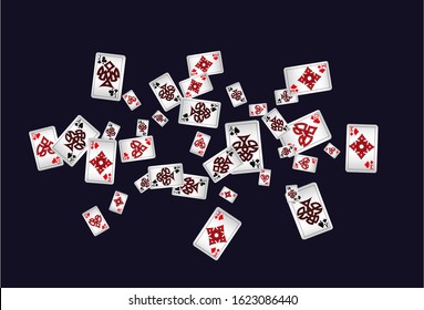 Playing Cards and Fire on black background. Vector illustration in vintage style.