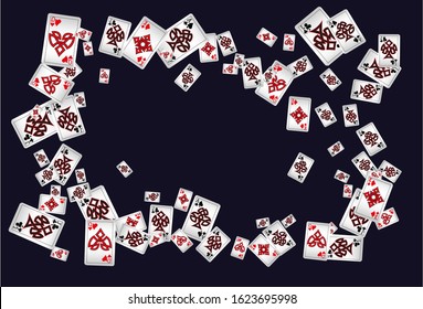 Playing Cards and Fire on black background. Vector illustration in vintage style.
