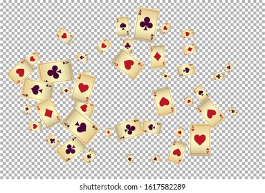 Playing Cards and Fire on transparent background. Vector illustration in vintage style.