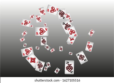 Playing Cards and Fire on transparent background. Vector illustration in vintage style.