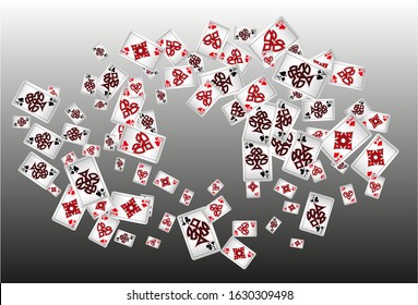 Playing Cards and Fire on transparent background. Vector illustration in vintage style.