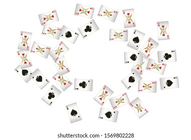 Playing Cards and Fire on White Background. Pattern for ads of parties, events in Vegas. Vector illustration