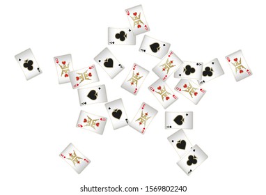 Playing Cards and Fire on White Background. Pattern for ads of parties, events in Vegas. Vector illustration