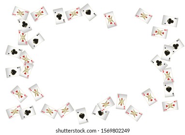 Playing Cards and Fire on White Background. Pattern for ads of parties, events in Vegas. Vector illustration