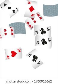 Playing Cards and Fire on White background. Pattern for ads of parties, events in Vegas.