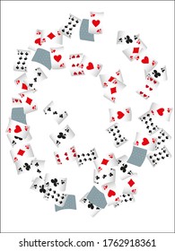 Playing Cards and Fire on White background. Pattern for ads of parties, events in Vegas.