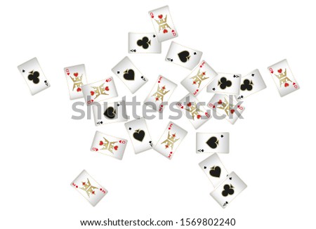 Playing Cards and Fire on White Background. Pattern for ads of parties, events in Vegas. Vector illustration