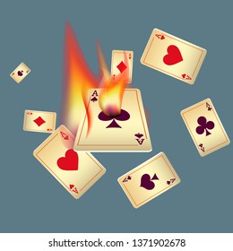 Playing Cards Fire Vector Illustration Vintage Stock Vector (Royalty ...