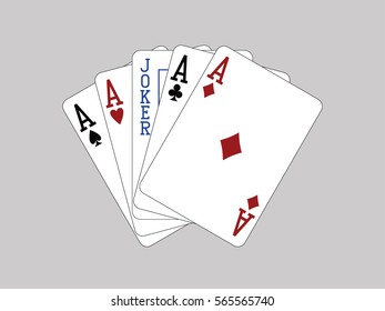 Playing Cards - Five of a Kind - Aces and Joker