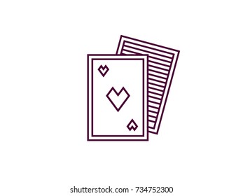 playing cards flat icon. Card from the deck of hearts