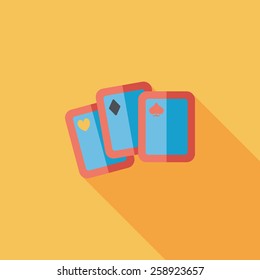 Playing cards flat icon with long shadow,eps10