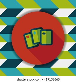 Playing cards flat icon with long shadow,eps10