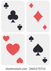 Playing cards flat illustration isolated on white background.