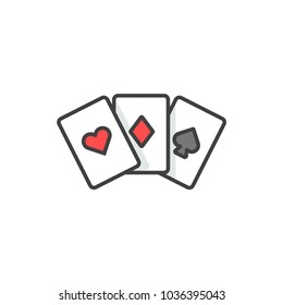 Playing Cards Flat Line Colored Icon.