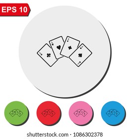 Playing cards flat round colorful vector icon.